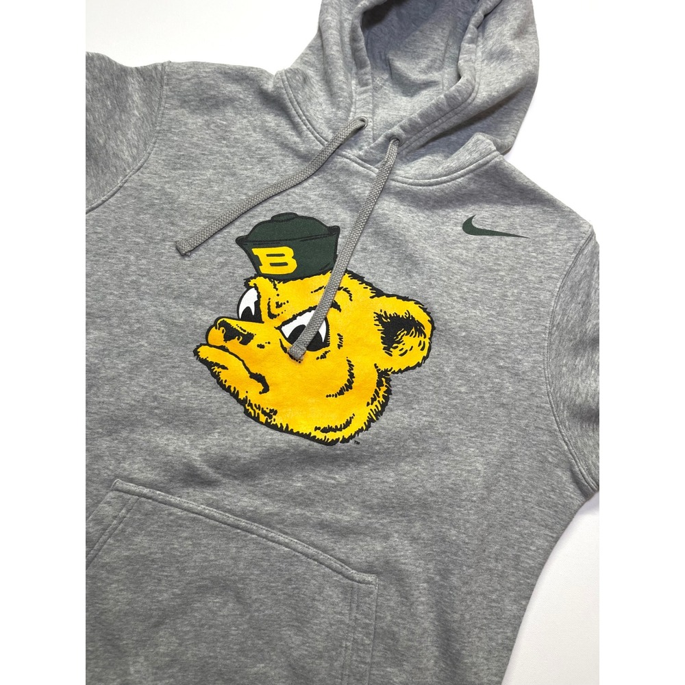 Nike Baylor University Bears Hoodie Mens Medium Grey BU Mascot Pullover